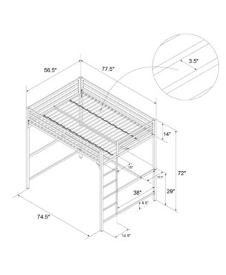 Mason Metal Full Loft Bed with Desk