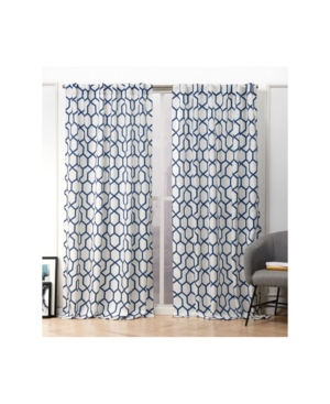 Nicole Miller Hexa Geometric Print Hidden Tab Top Curtain Panel Pair, 54" X 84" In Blue