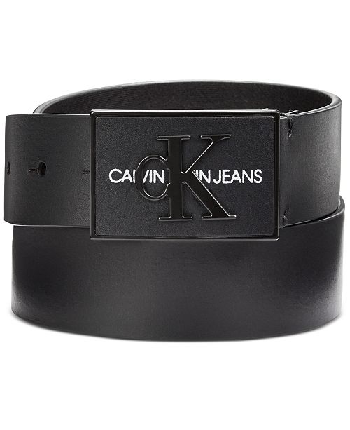 Calvin Klein Men S Logo Leather Belt Reviews All Accessories Men Macy S