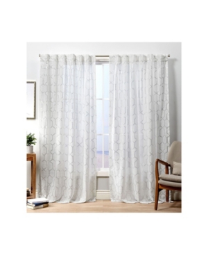 Exclusive Home Curtains Panza Metallic Print Sheer Hidden Tab Top Curtain Panel Pair, 54" X 84" In Multi