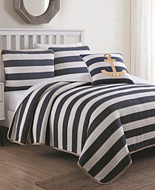 Estate Hampton 4 Piece Quilt Set Full/Queen with Decorative Pillow