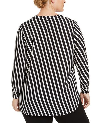 Anne Klein Plus Size Striped Blouse - Macy's