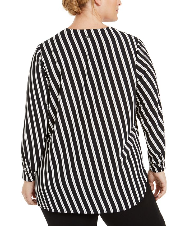 Anne Klein Plus Size Striped Blouse - Macy's