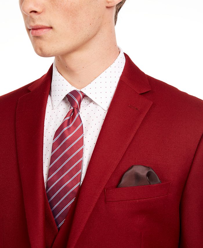 Bar III Men's SlimFit Red Flannel Suit Separate Jacket, Created for