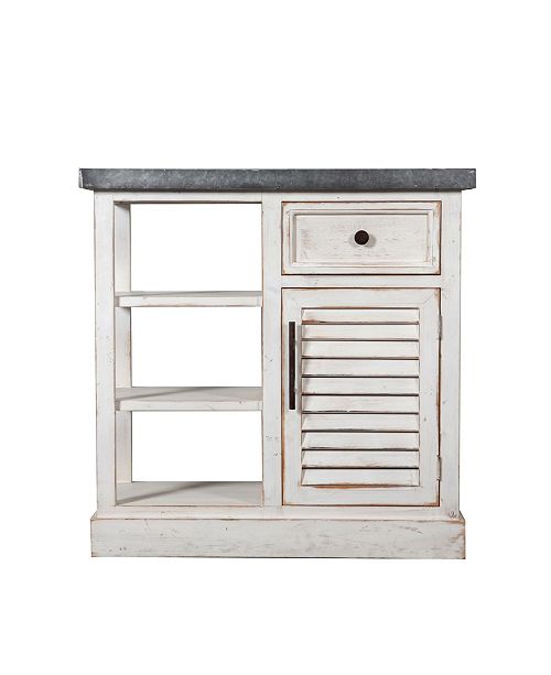 Luxen Home Shabby Chic Storage Cabinet With Galvanized Top