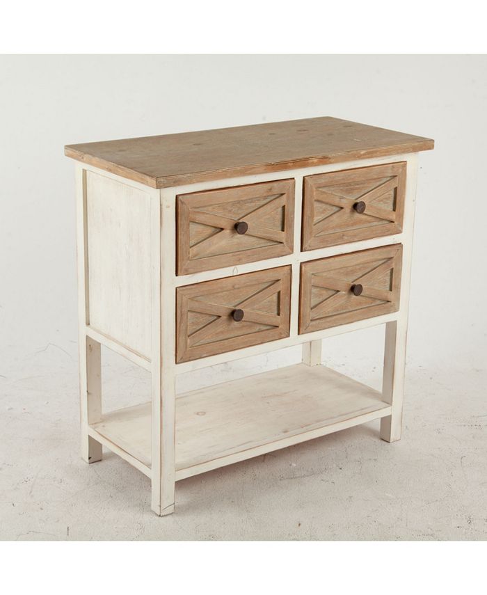 Luxen Home Rustic Antique 4 Drawer Console Macy's