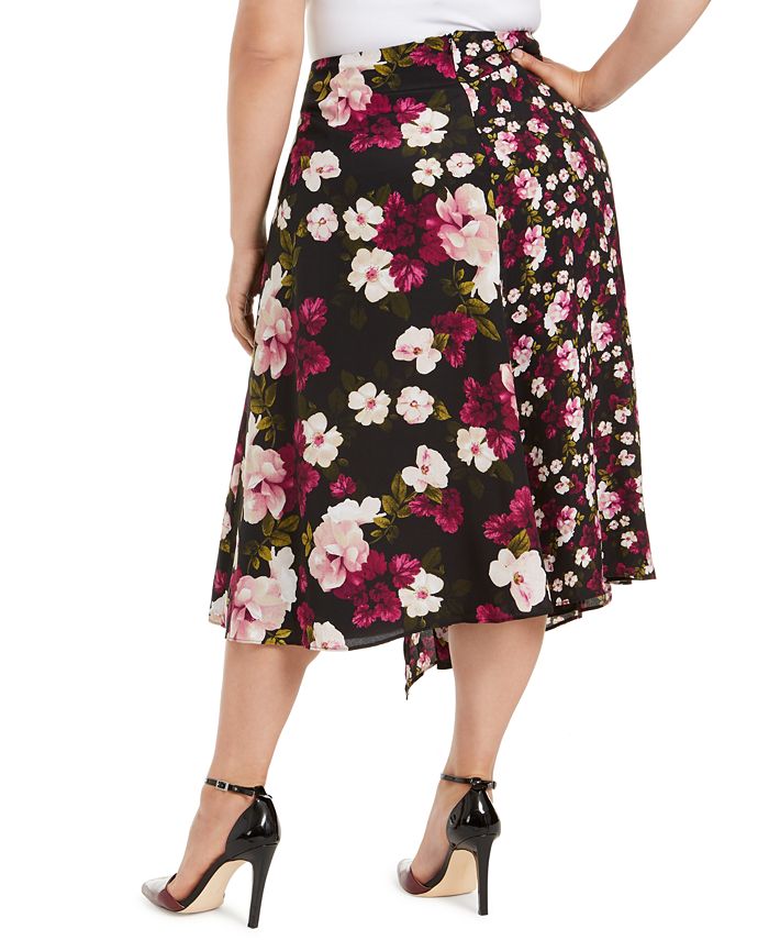 Calvin Klein Plus Size Floral-Print Wrap Skirt - Macy's
