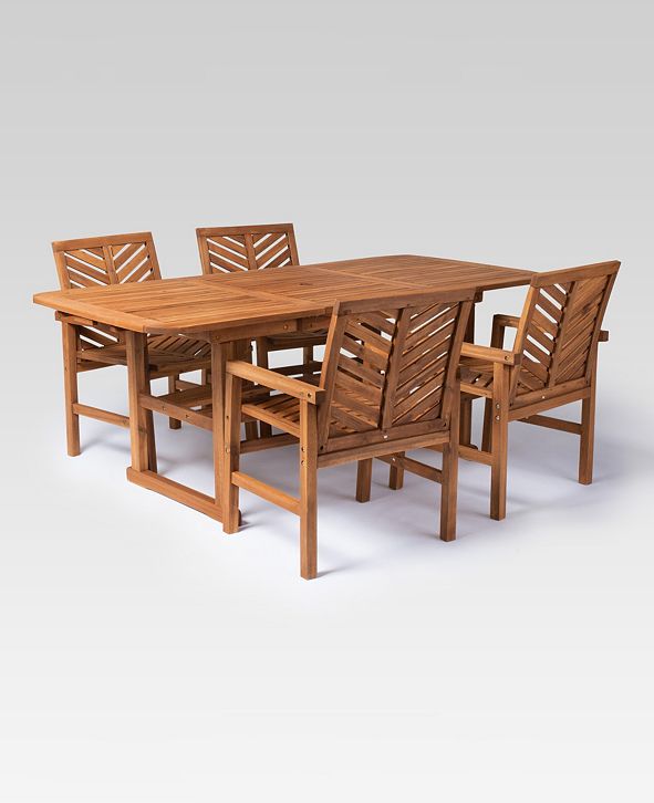 Walker Edison 5 Piece Extendable Outdoor Patio Dining Set & Reviews