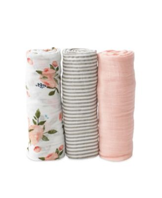 Little Unicorn - Watercolor Roses Cotton Muslin 3-Pack Swaddle Blanket Set