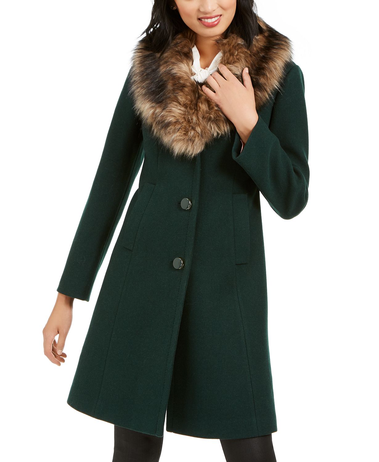 Faux-Fur-Trim Coat