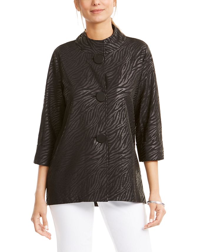 JM Collection Damask Mock-Neck Jacket, Created for Macy's - Macy's