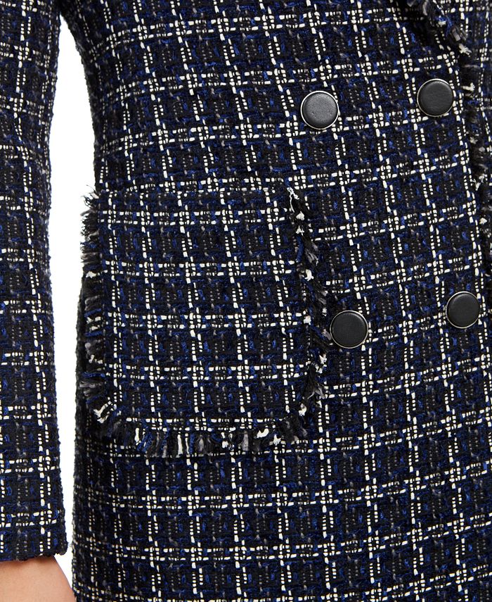 Marc New York Double-Breasted Plaid Tweed Coat - Macy's