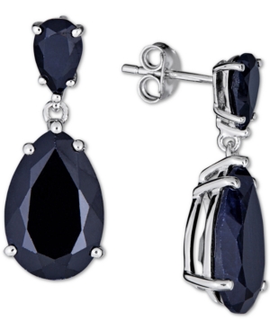 image of Black Sapphire Teardrop Drop Earrings (10 ct. t.w.) in Sterling Silver