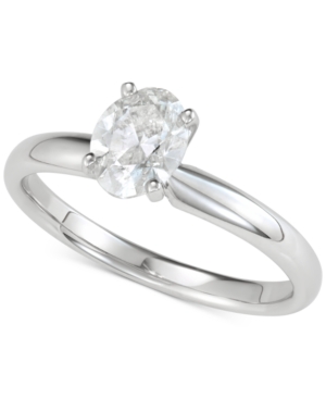 image of Diamond Oval Solitaire Engagement Ring (1 ct. t.w.) in 14k White Gold