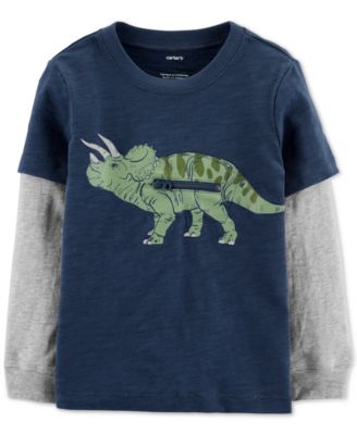 Carter's - Toddler Boys Dinosaur-Print Layered-Look Cotton T-Shirt