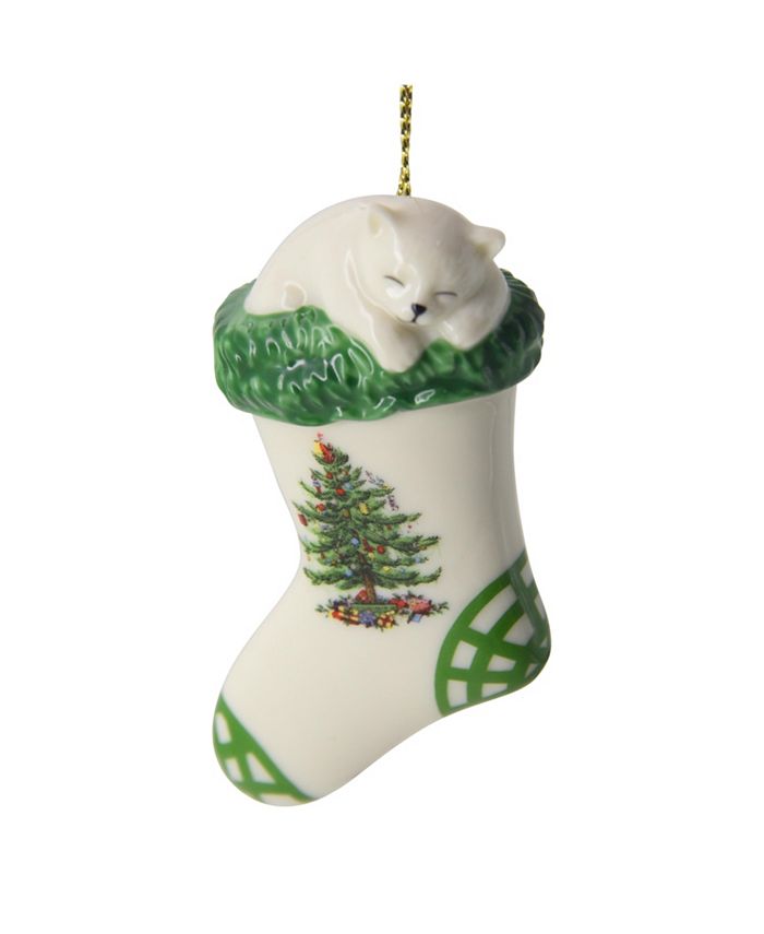 Spode Christmas Tree Kitten in Stocking Ornament Macy's