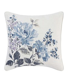 Chloe Cottage Floral Embroidered Decorative Pillow, 16" x 16"