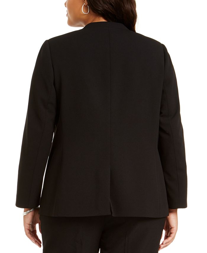 Bar III Collarless One-Button Jacket (Black, 6)