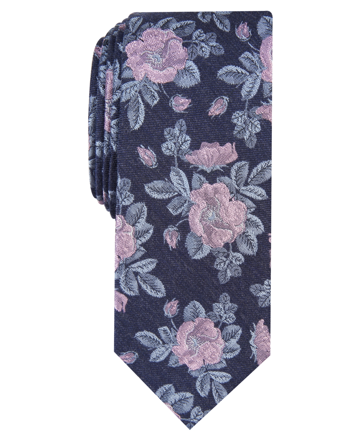 Men's Fairmont Skinny Floral Tie, Created for Macy's - Pink