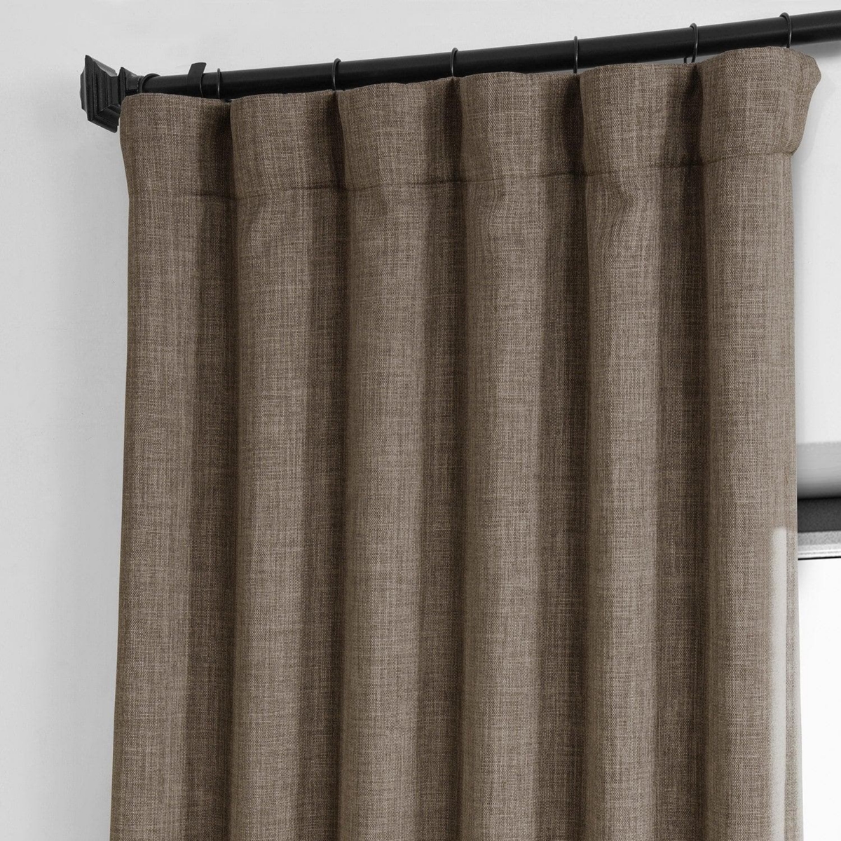 Half Price Drapes Textured Faux Linen Room Darkening Curtain In Multi