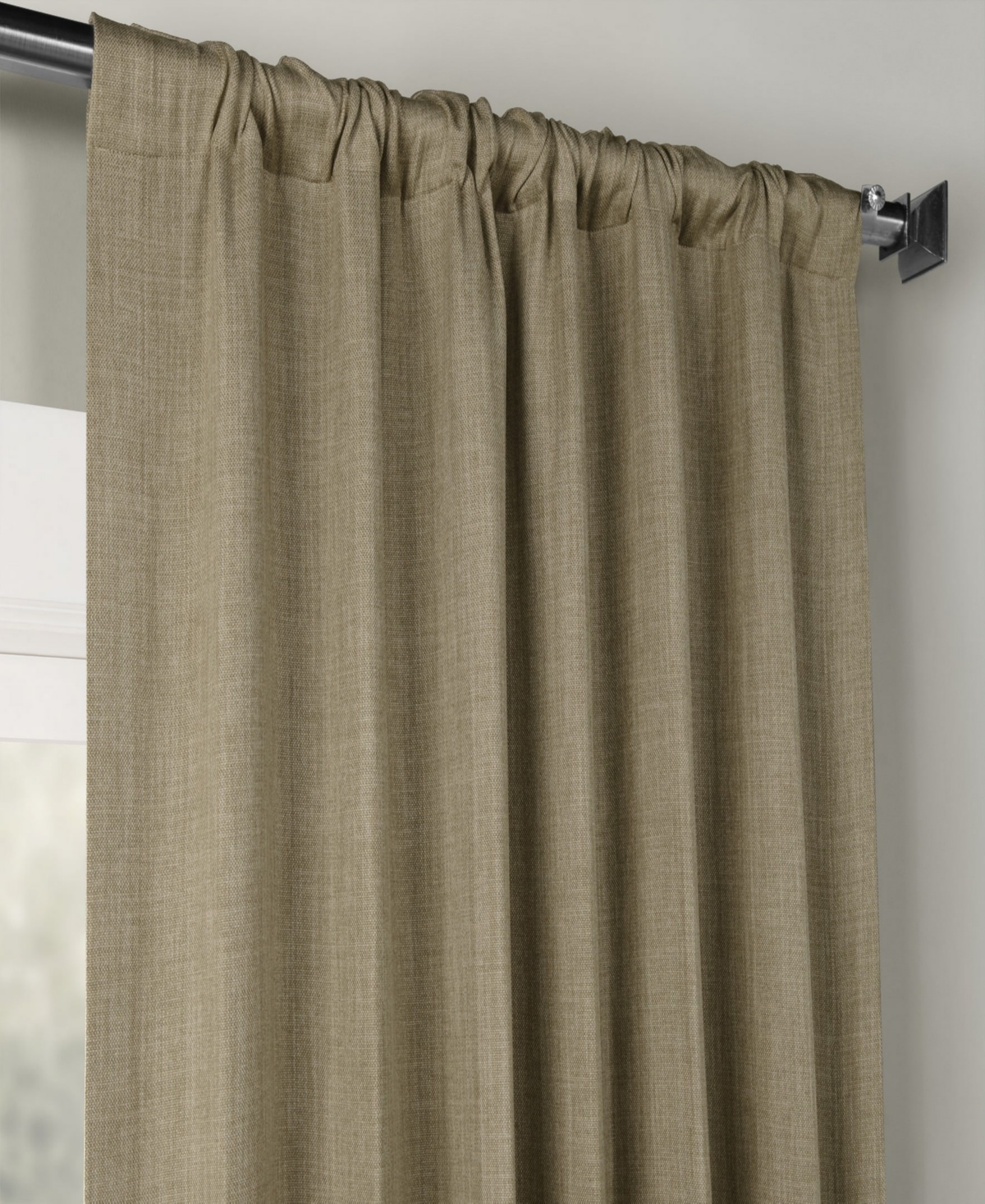 Half Price Drapes Nomad Tan Textured Faux Linen Room Darkening Curtain In Beige,tan