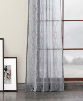 Vega Striped Patterned Faux Linen Sheer Curtain
