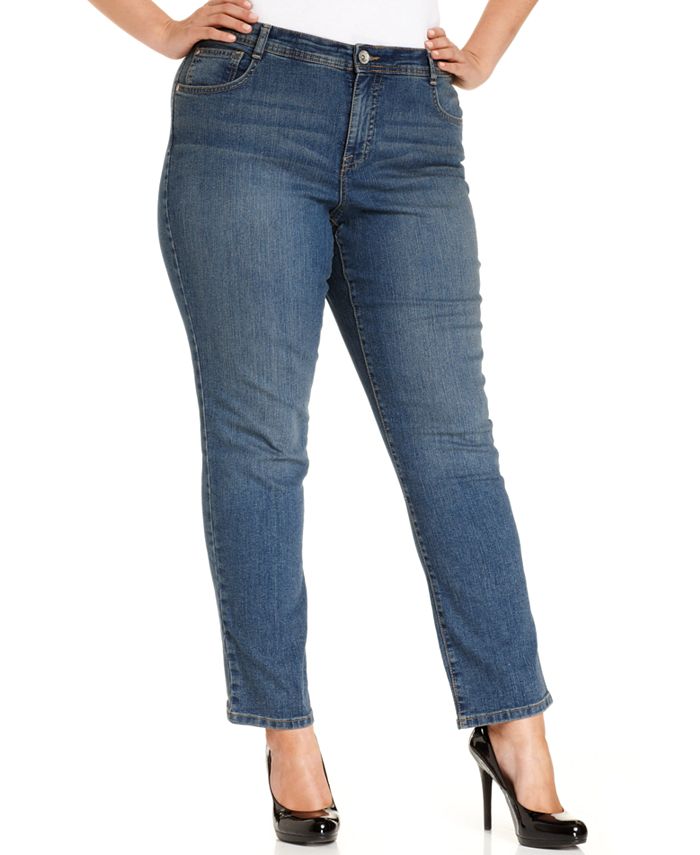 Style & Co Plus & Petite Plus Size Tummy-Control Slim-Leg Jeans ...
