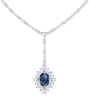 image of Swarovski Silver-Tone Crystal Flower Lariat Necklace, 14