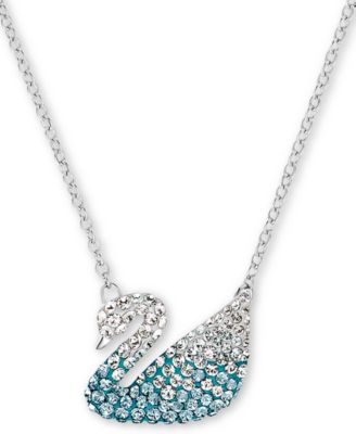 Swarovski - Silver-Tone Crystal Swan Pendant Necklace, 14" + 7/8" extender