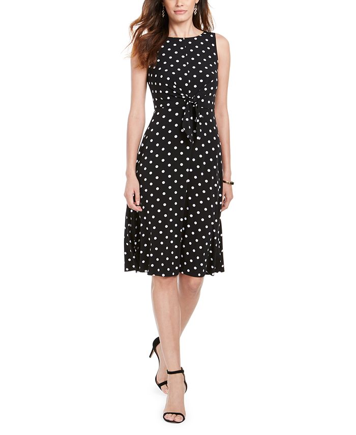 Jessica Howard Petite Polka Dot Tie-Front Dress - Macy's