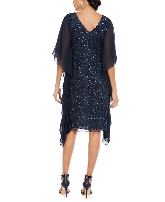 J Kara Sequined Flutter-Sleeve Dress - Macy's