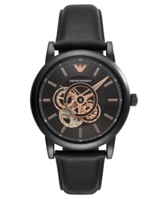 emporio armani men's leather watch