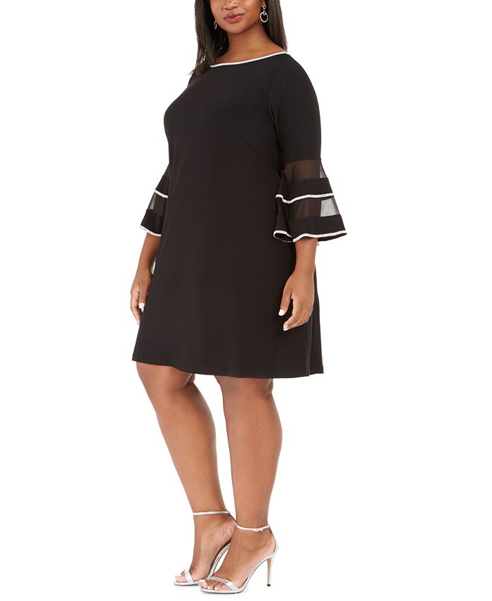 MSK Plus Size Illusion Bell-Sleeve Dress - Macy's