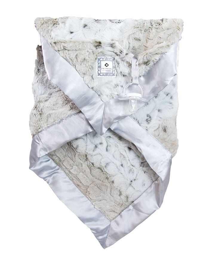 Zalamoon - Plush Luxie Pocket Blanket with Pocket and Strap Holder for Pacifier or Toy