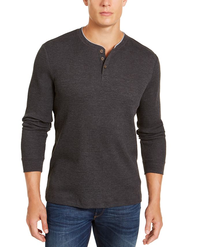 Club Room Men's Thermal Henley Shirt, Created for Macy's & Reviews ...