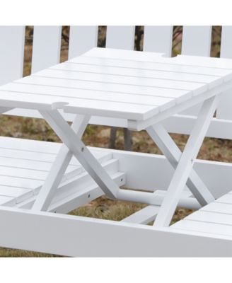 Gardenised Wooden Patio Garden Park Outdoor Yard Bench With Middle Pop-up Foldable Table