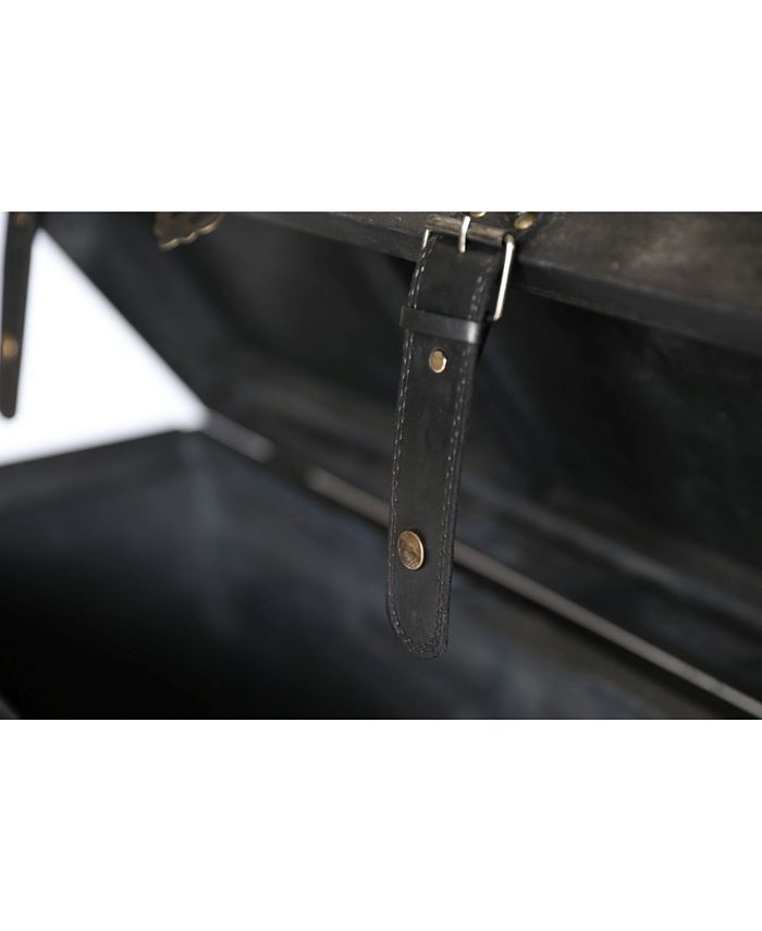 Vintiquewise Distressed Black Large Wooden Storage Trunk Coffee Table Set of 2 Macy's