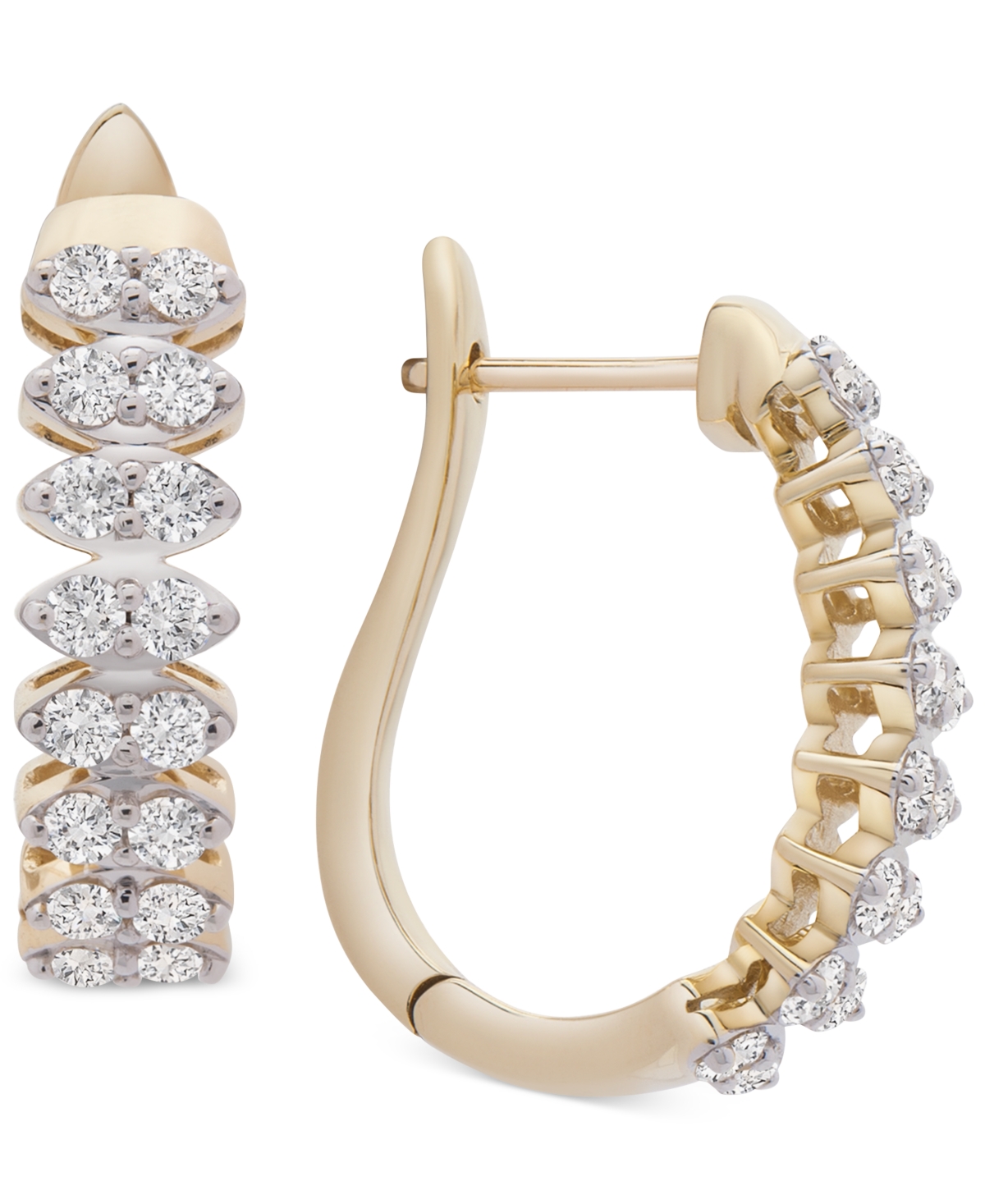 Diamond Marquise-Style Hoop Earrings (1 ct. t.w.) in 14k Gold, Created for Macy's - Yellow Gold