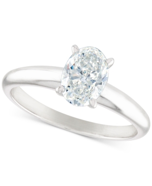 image of Certified Diamond Oval Solitaire Engagement Ring (1 ct. t.w.) in 14k White Gold