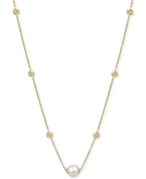 image of Cultured Freshwater Pearl (9mm) & Bead Statement Necklace in 14k Gold-Plated Sterling Silver, 18