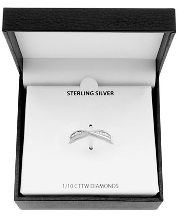 Macy's - Diamond (1/10 ct. t.w.) Bypass Band Ring in Sterling Silver