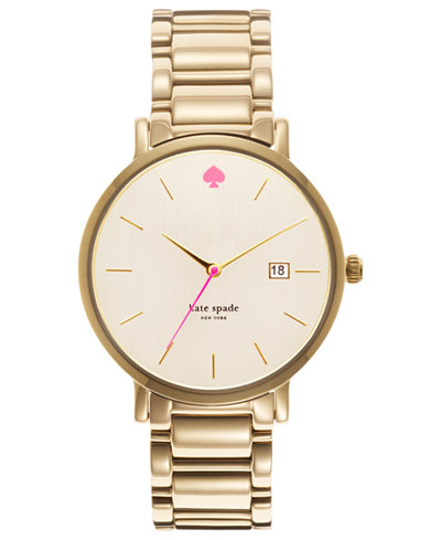 kate spade new york Watch, Women's Gramercy Grand Gold-Tone Stainless Steel Bracelet 38mm 1YRU0009
