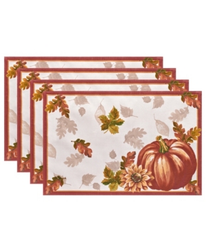 Elrene Swaying Leaves Bordered Fall Placemat, Set Of 4, 13" X 19" In Multi