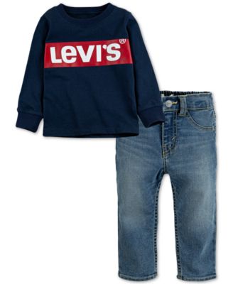 Levi's - Baby Boys 2-Pc. Logo-Print T-Shirt & Pull-On Stretch Denim Pants Set