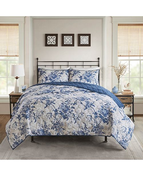 Madison Park Abigail Full Queen 3 Pc Cotton Printed Ruffle Duvet