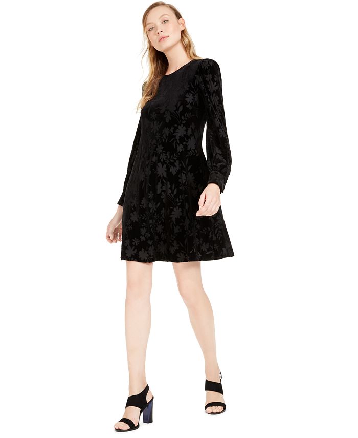 Calvin Klein Petite Burnout Velvet A-Line Dress - Macy's