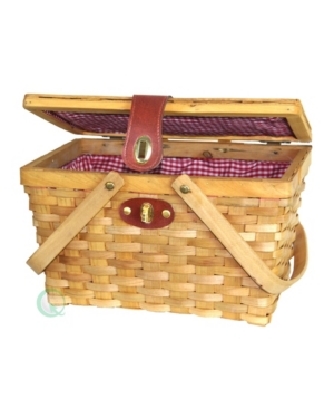 Vintiquewise Picnic Basket With Plaid Lining In Brown