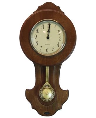 Uniquewise Transitional Pendulum Wall Clock Solid Wood Walnut - Macy's