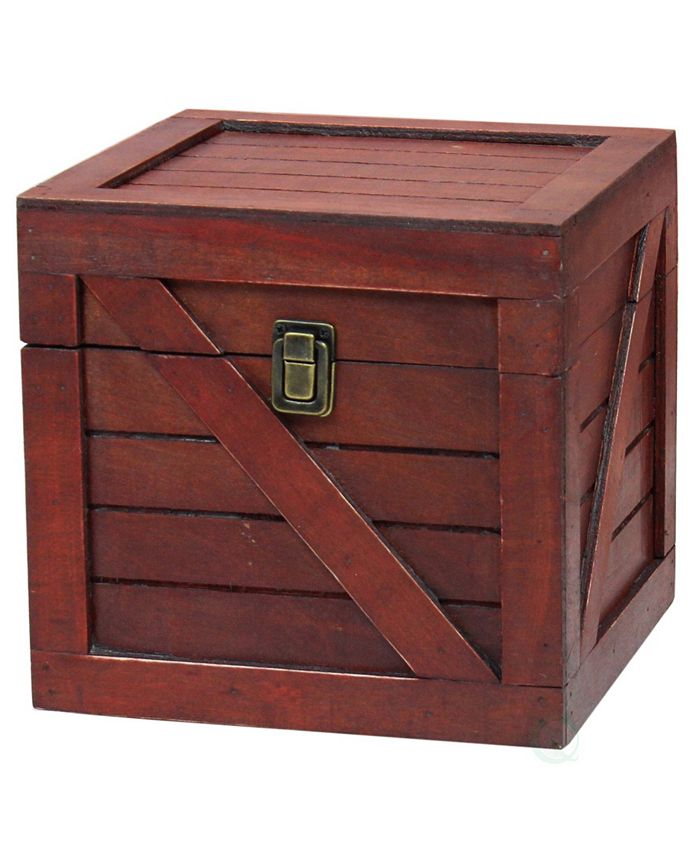 Vintiquewise Decorative Vintage Wood Treasure Box With Handle And Small Padlock A2 14467705