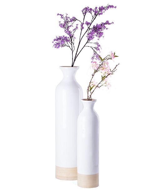 Uniquewise Cylinder Shaped Tall Spun Bamboo Floor Vase Glossy